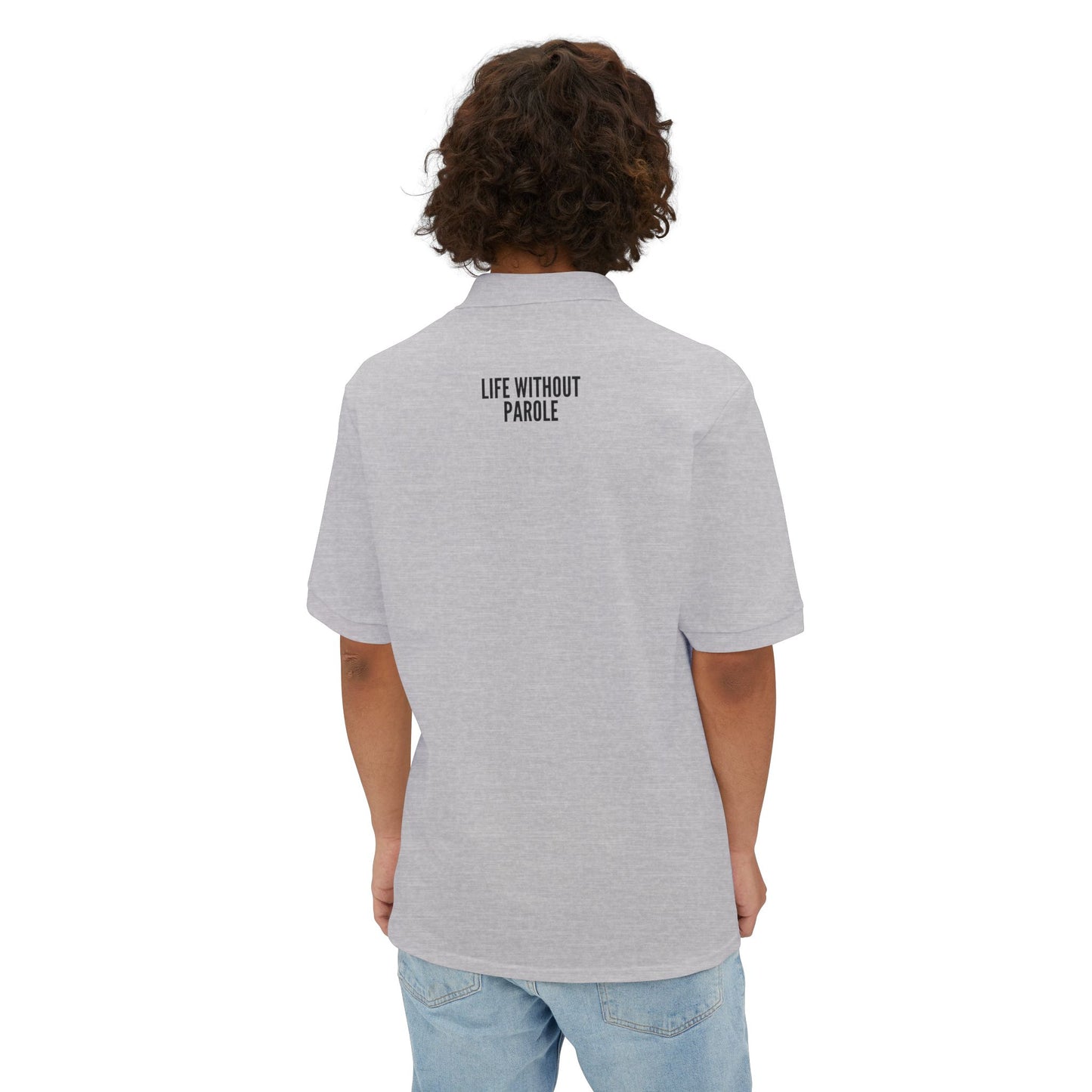 Men's Polo — Subtle 'Life Without Parole' Graphic Chest & Back