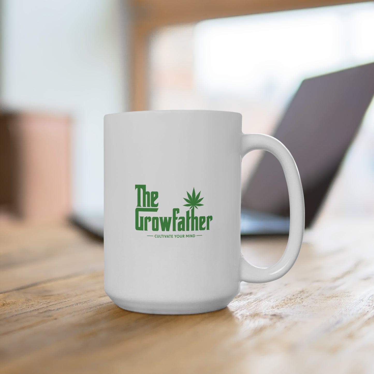 15oz Ceramic Coffee Mug — Retro Pinup Floral Emblem