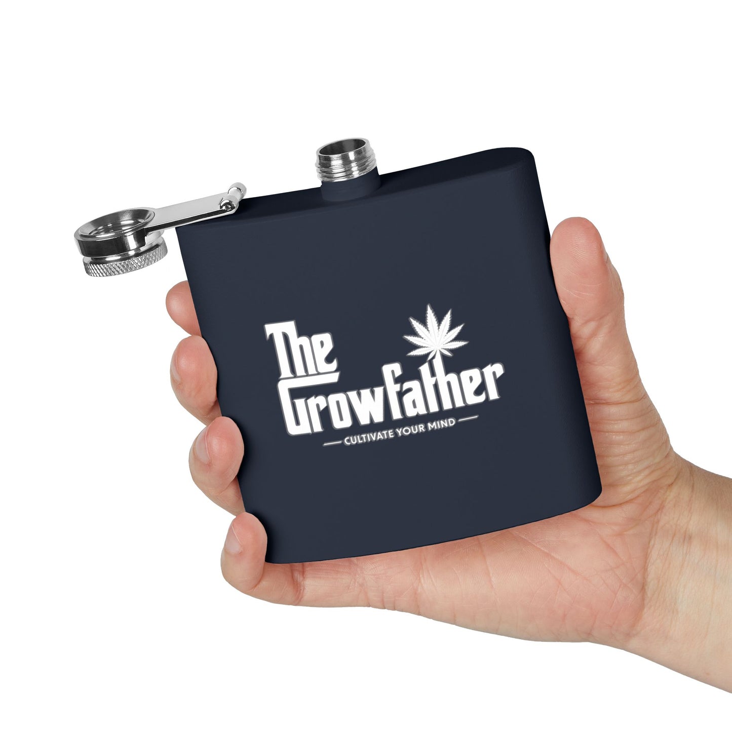 The Growfather Stainless Steel Flask – 6oz Cultivate Your Mind Hipster Pocket Flask