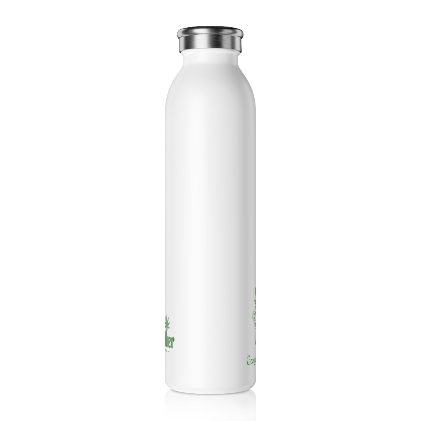 Slim Water Bottle — Botanical Green Floral Logo Stainless Steel Bottle