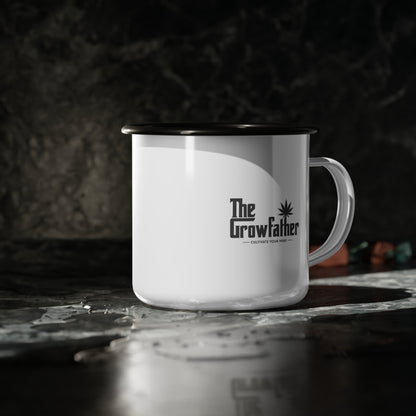 Enamel Camp Cup — Green Cannabis Leaf Camper Mug (Outdoor, Camping Gift)