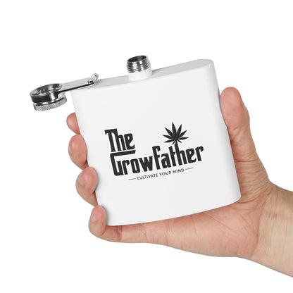 Flask — "The Growfather" Stainless Steel 6oz Hip Flask (Cultivate Your Mind)