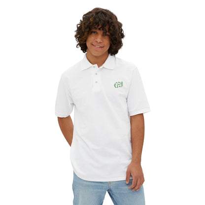 Classic Men's Piqué Polo — Subtle Monogram Chest & Script Back