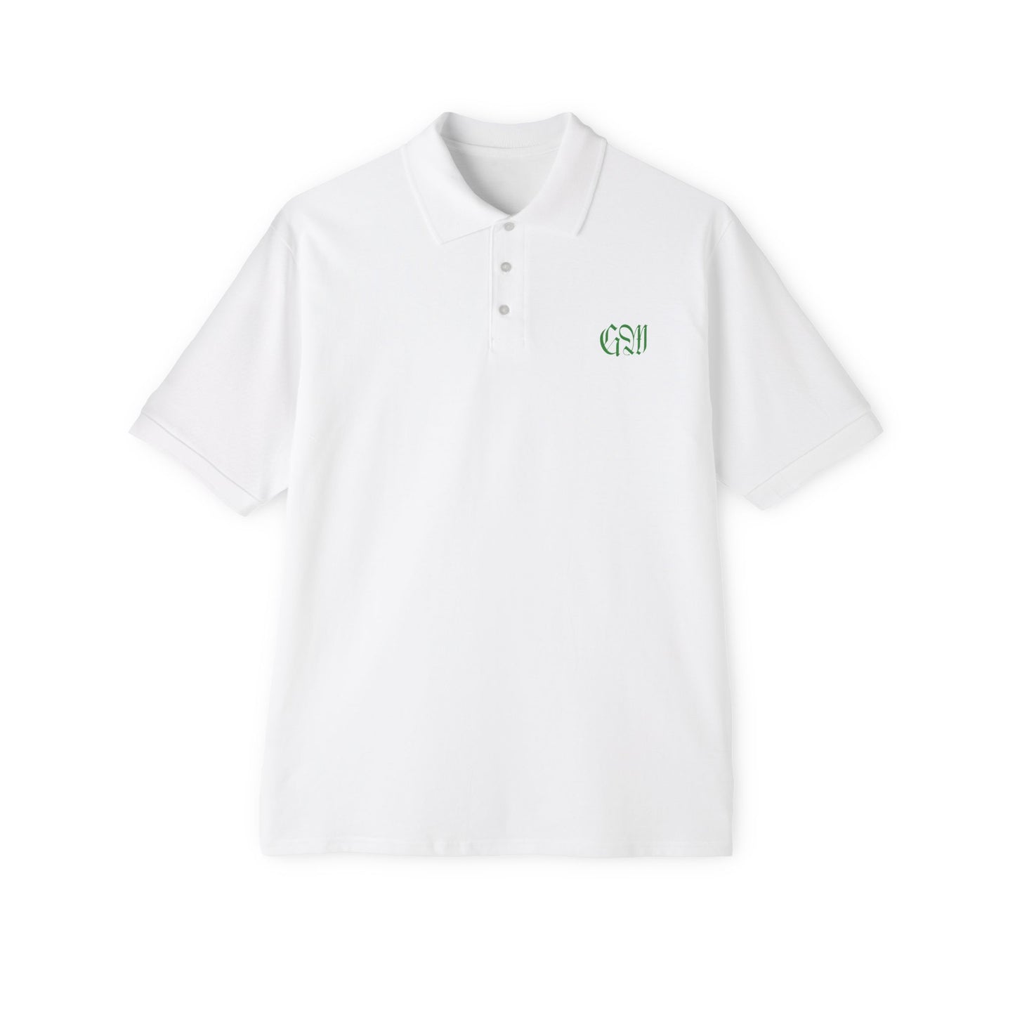 Classic Men's Piqué Polo — Subtle Monogram Chest & Script Back