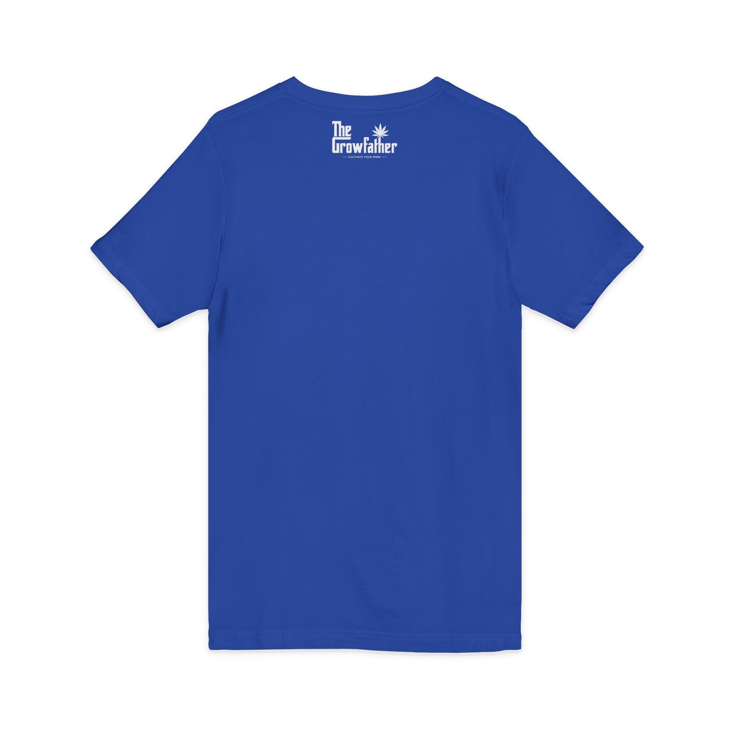 V-Neck Tee — Minimal Floral Chest Logo, Subtle Back Script
