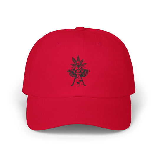 Dad Cap with Subtle Leaf Emblem — Casual Red Baseball Hat
