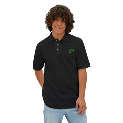 Men's Polo - Subtle Green Monogram Golf & Casual Work Shirt
