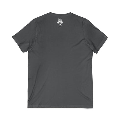 V-Neck Tee — Minimal 'The Traveler' Chest Logo with Back Compass Rose
