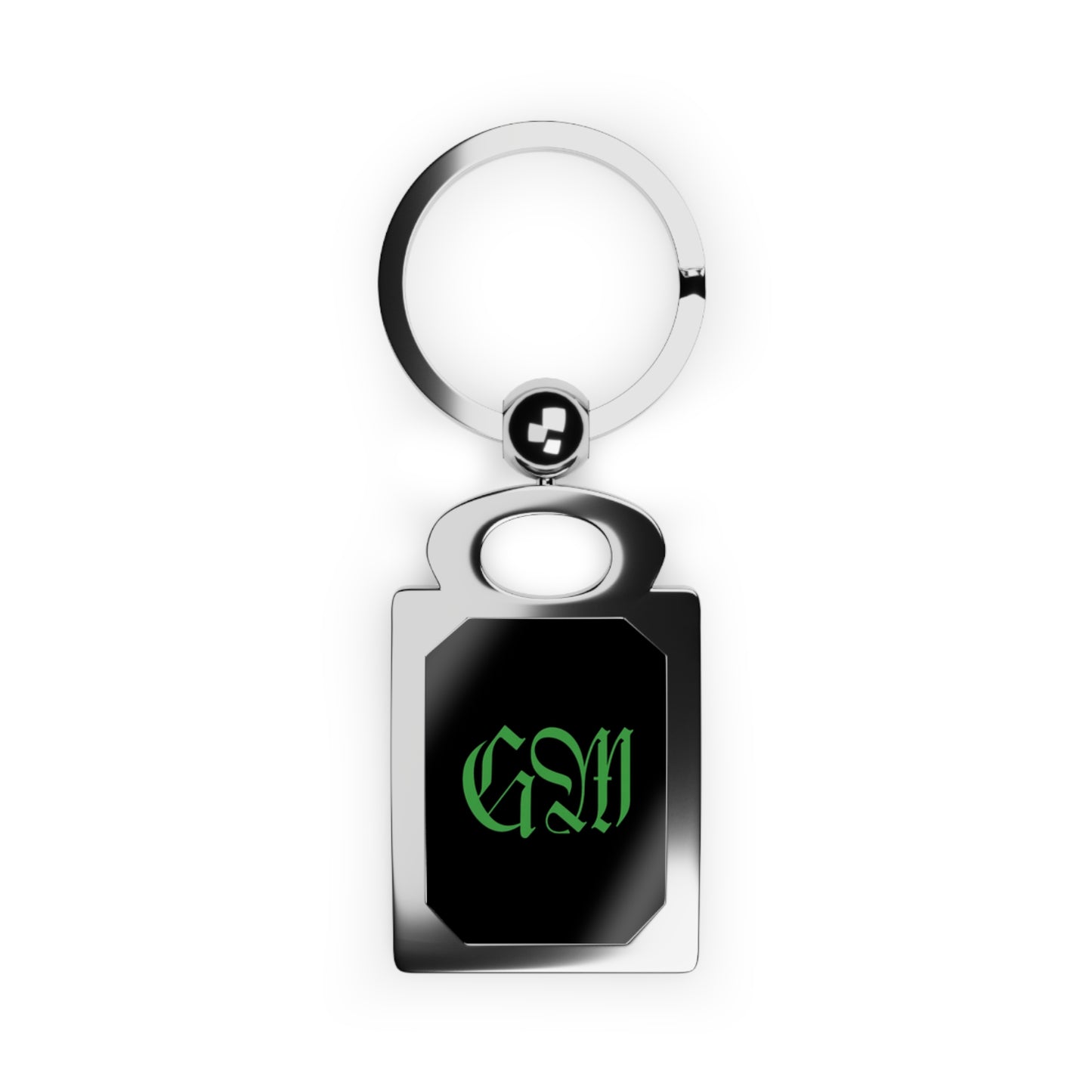 Green Leaf Mascot Rectangle Keyring — Cannabis Logo Photo Keychain