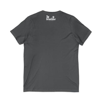 The Growfather V-Neck Tee — Small Chest Emblem & Back Logo