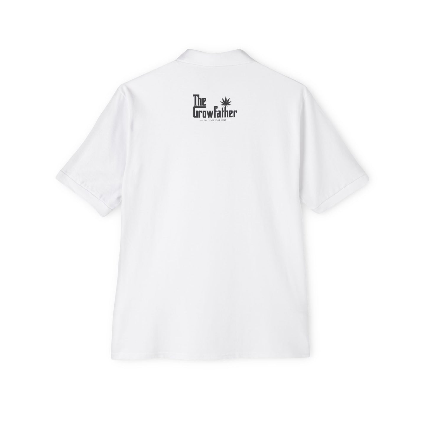 Men's White Polo Shirt with Small Rose Chest Embroidery — Classic Golf & Casual Wear