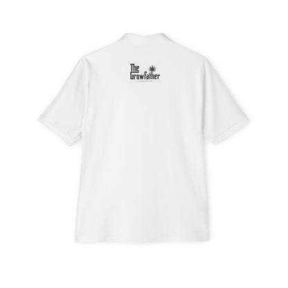Men's White Polo Shirt with Small Rose Chest Embroidery — Classic Golf & Casual Wear