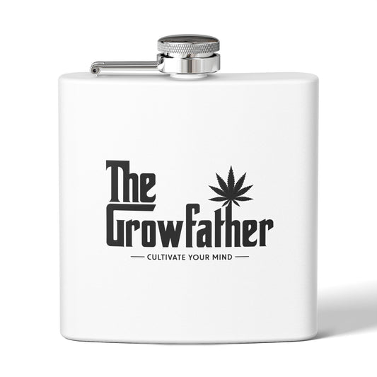 Flask — "The Growfather" Stainless Steel 6oz Hip Flask (Cultivate Your Mind)