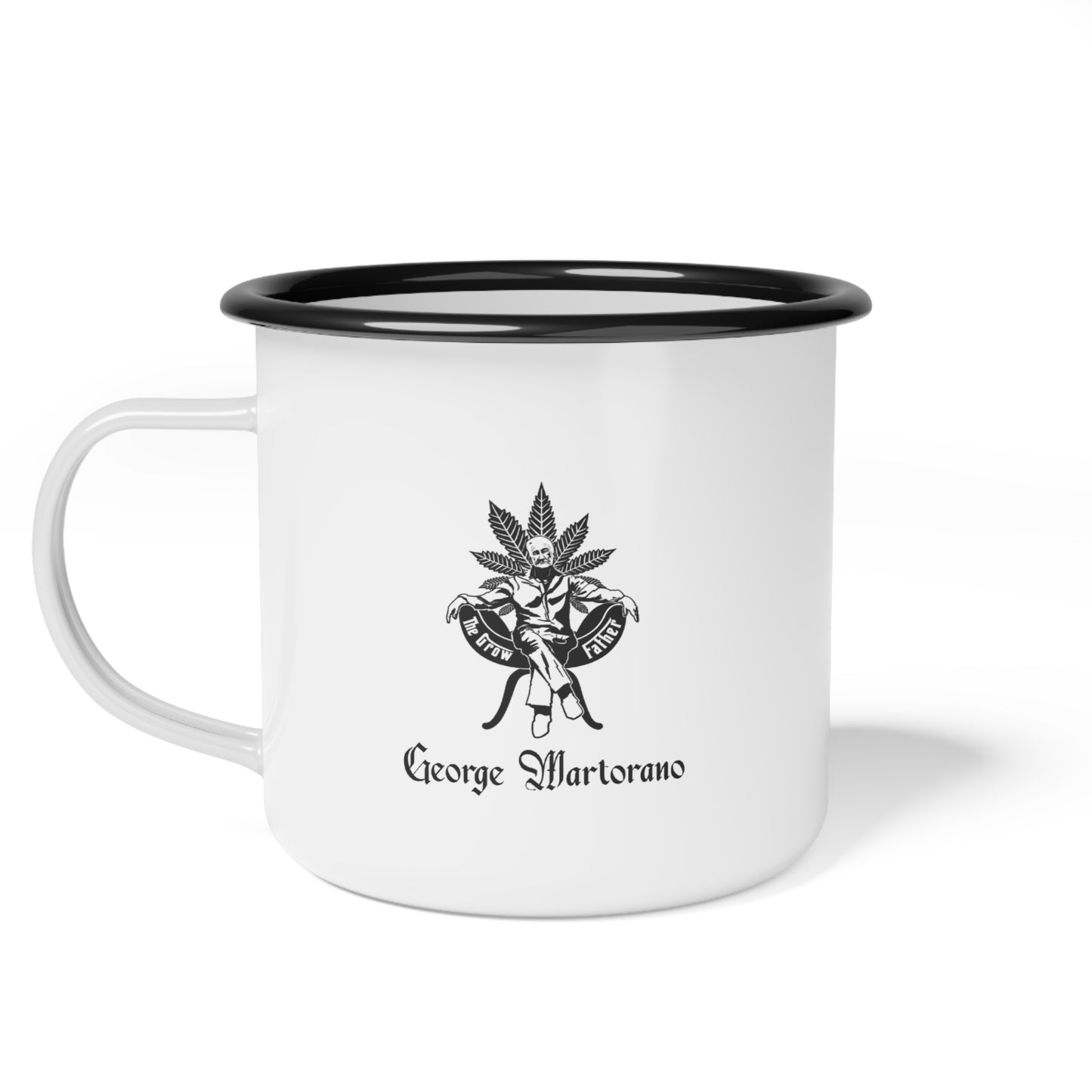 Enamel Camp Cup — Green Cannabis Leaf Camper Mug (Outdoor, Camping Gift)