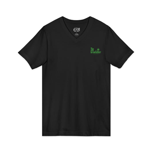 V-Neck Tee — Green Gardener Logo Chest & Back