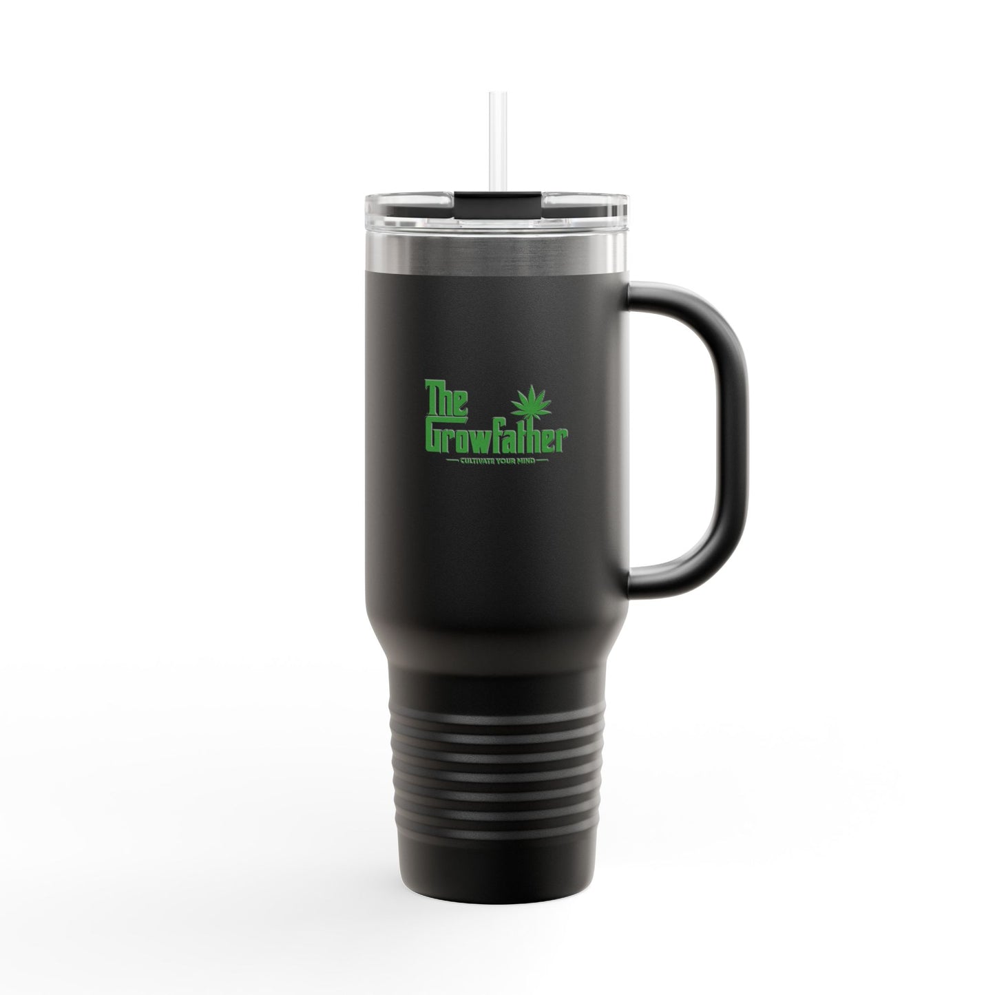40oz Insulated Travel Mug — 'The Guyfather' Logo Stainless Steel Tumbler with Straw & Handle