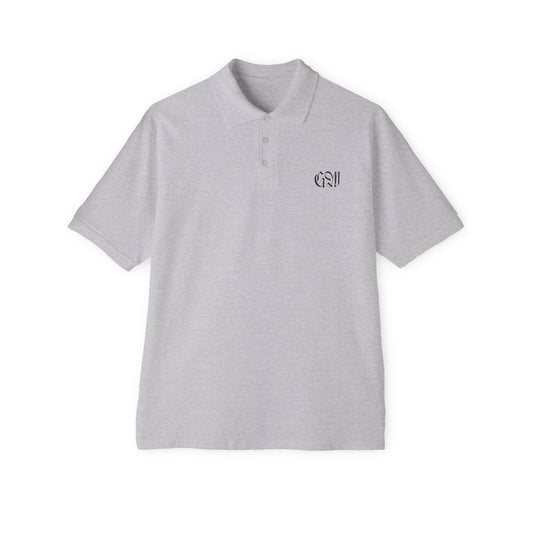 Men's Polo — Subtle Monogram Chest & Script Back Casual Golf Shirt