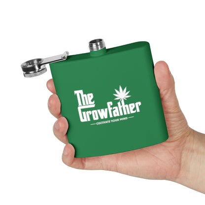 Flask — “The Growfather” 6oz Stainless Steel Hip Flask (Cultivate Your Mind)
