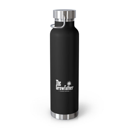 22oz Copper Vacuum Insulated Bottle — Black Floral Logo Water Bottle