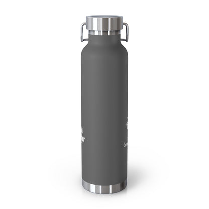 22oz Insulated Water Bottle — Gray Copper Vacuum Flask with Botanical “George Vitaramo” Design