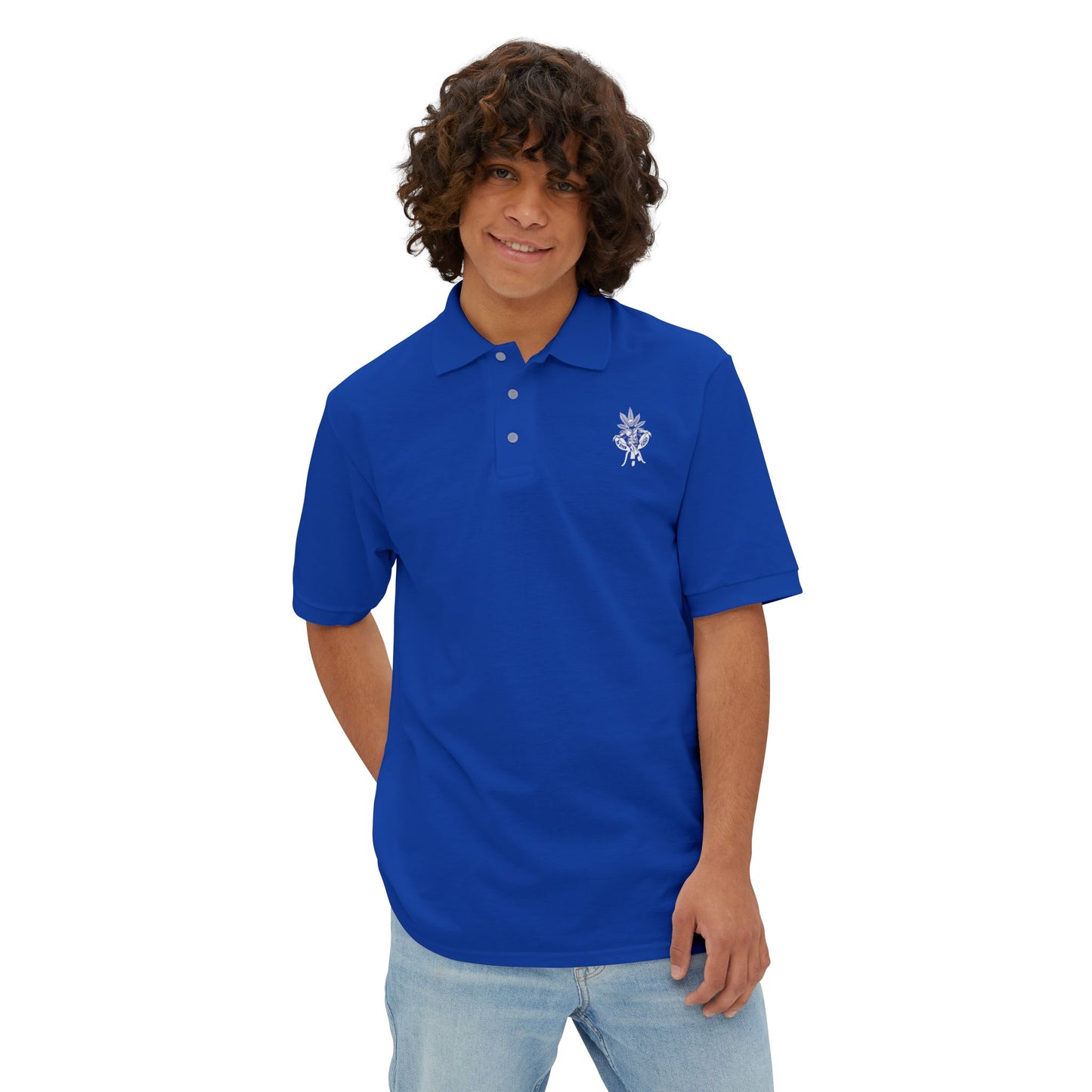 Men's Piqué Polo — Classic Embroidered Crest Golf Polo