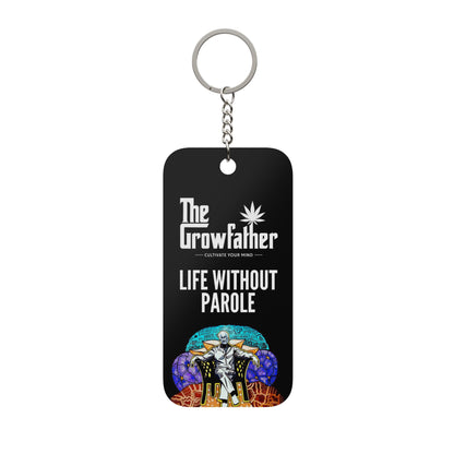 Double-Sided Keychain — “Life Without Parole” George Watercress Graphic Keychain