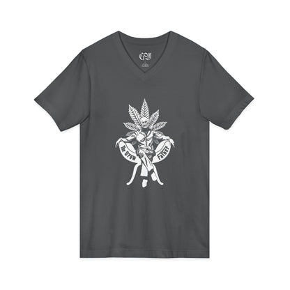 Cannabis Pinup V-Neck Tee — The Growfather Graphic Shirt