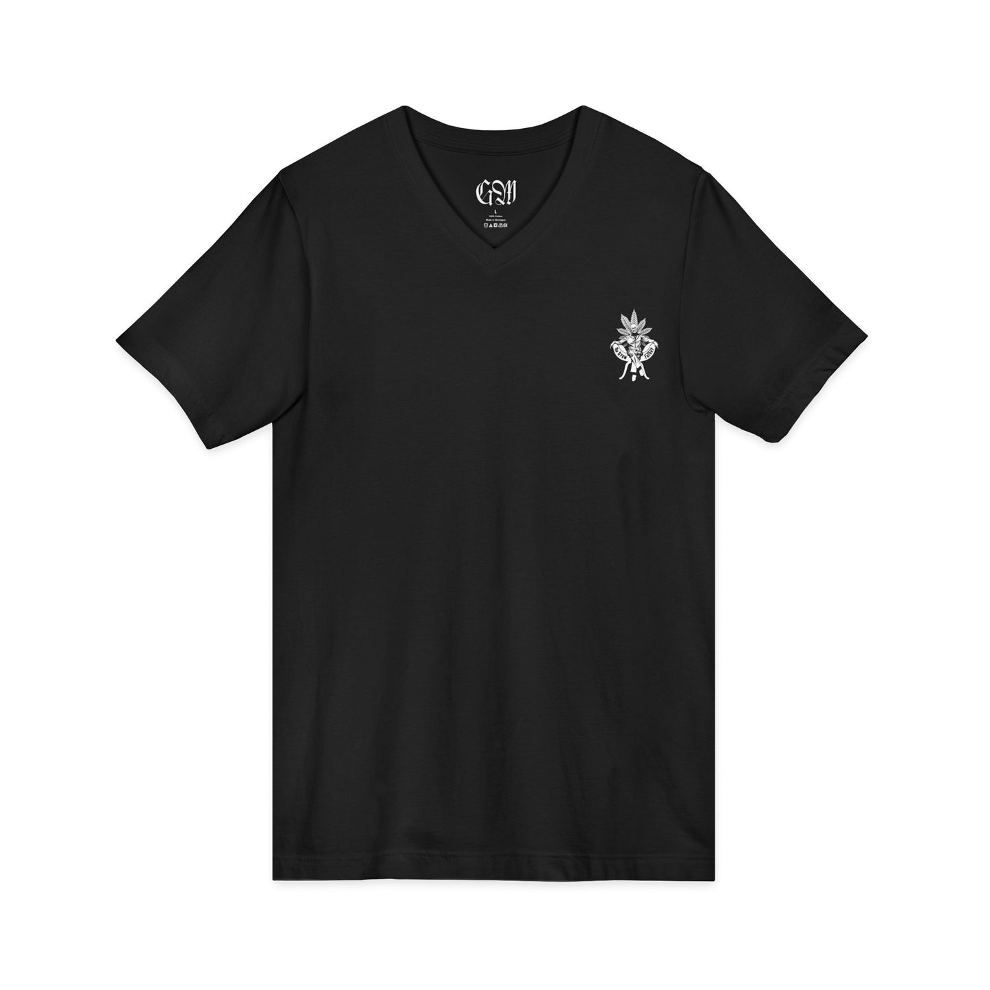 V-Neck Tee — 'The Growfather' Logo Cannabis Crew T-Shirt