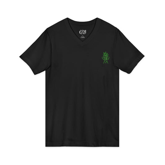 The Growfather V-Neck Tee — Cannabis Logo Graphic T-Shirt