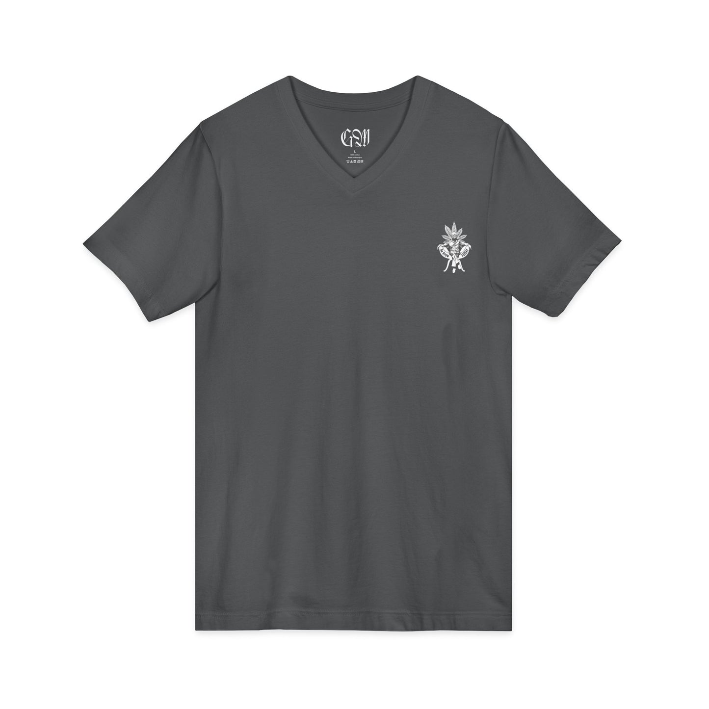 The Growfather V-Neck Tee — Small Chest Emblem & Back Logo