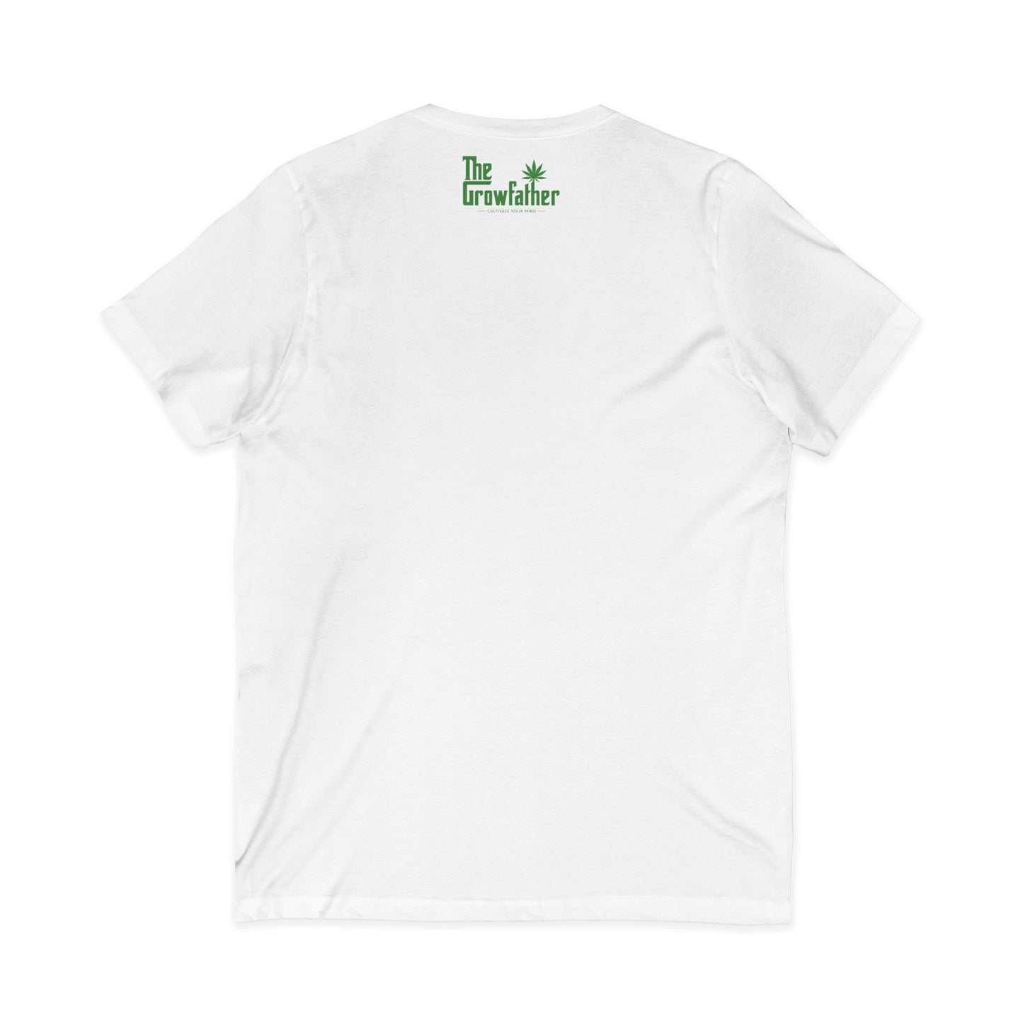 Growfather V-Neck Tee — Retro Cannabis Logo Shirt
