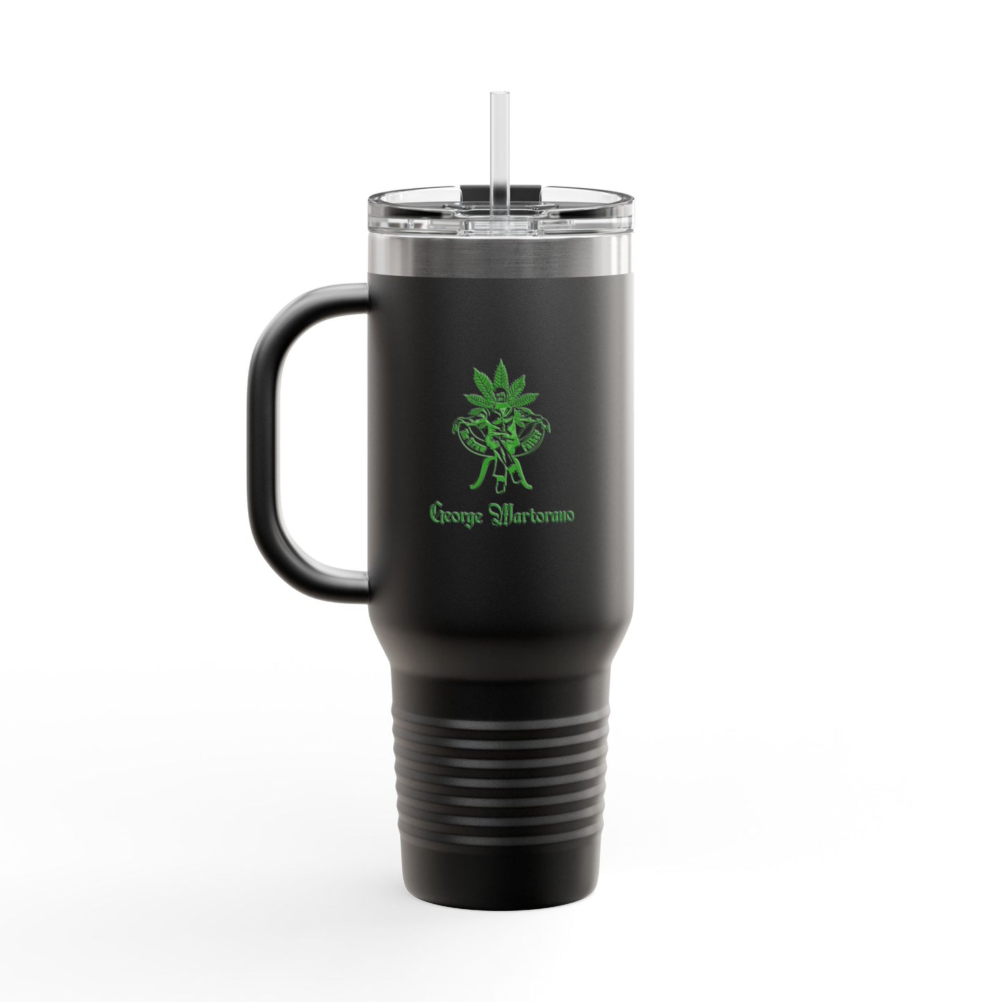 40oz Insulated Travel Mug — 'The Guyfather' Logo Stainless Steel Tumbler with Straw & Handle