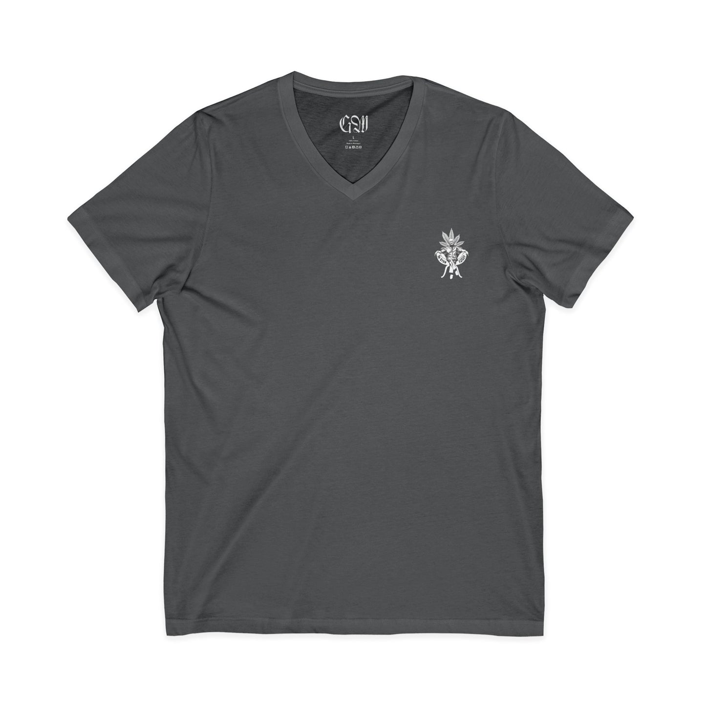 The Growfather V-Neck Tee — Small Chest Emblem & Back Logo