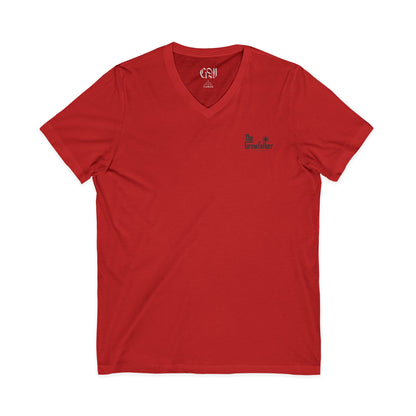 V-Neck Tee — Minimal Floral Chest & Back Logo
