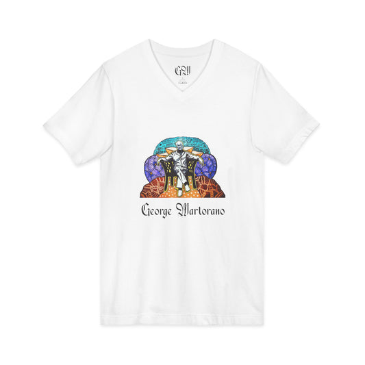 The Growfather V-Neck Tee — "George Marlorano" Cannabis-Themed Graphic Shirt