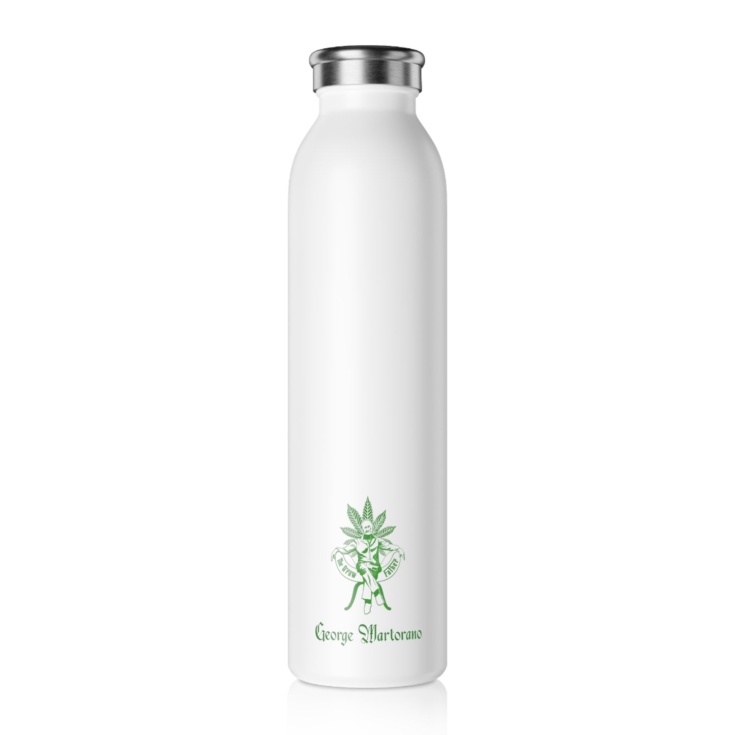 Slim Water Bottle — Botanical Green Floral Logo Stainless Steel Bottle