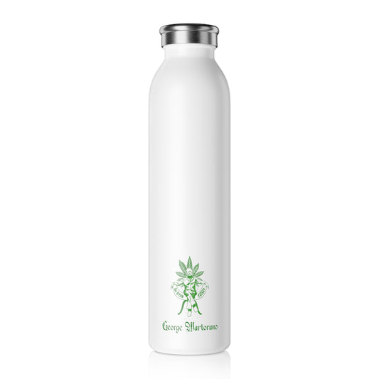 Slim Water Bottle — Botanical Green Floral Logo Stainless Steel Bottle