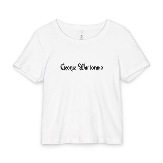 Organic Rib Baby Tee — Vintage Gothic Name Script ("George Martorano")