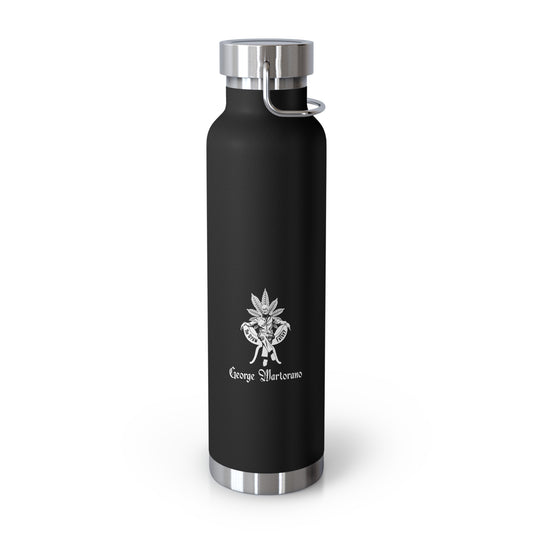 22oz Copper Vacuum Insulated Bottle — Black Floral Logo Water Bottle