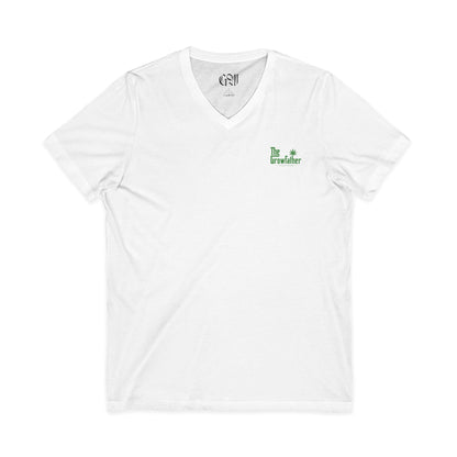 V-Neck Tee — 'I'm Lovelier' Minimal Green Chest & Back Botanical Design