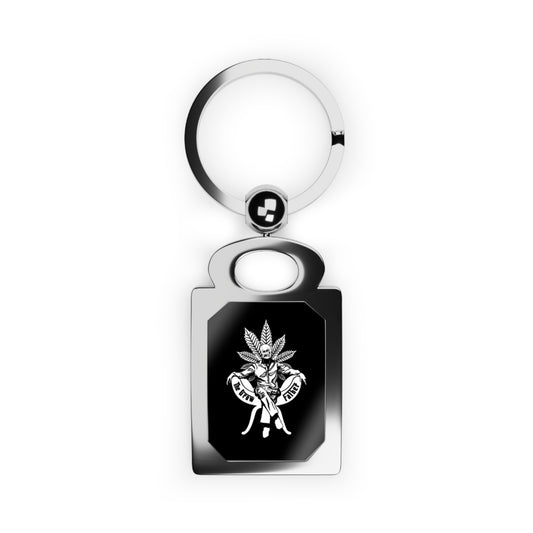 Marijuana Leaf Emblem Rectangle Keyring – Metal Photo Keychain