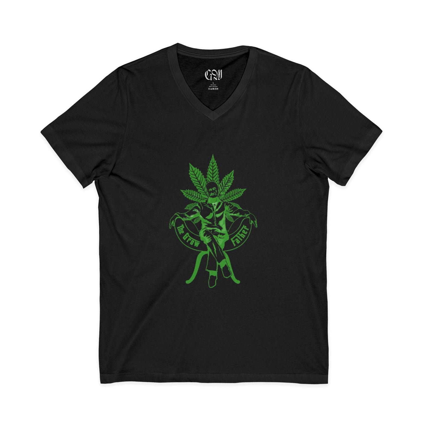 Growfather Cannabis Leaf V‑Neck Tee