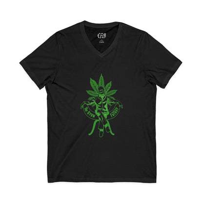 Growfather Cannabis Leaf V‑Neck Tee