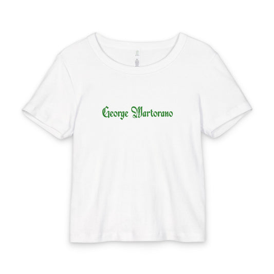 George Martorano Green Gothic Baby Tee — Organic Rib Cropped T‑Shirt