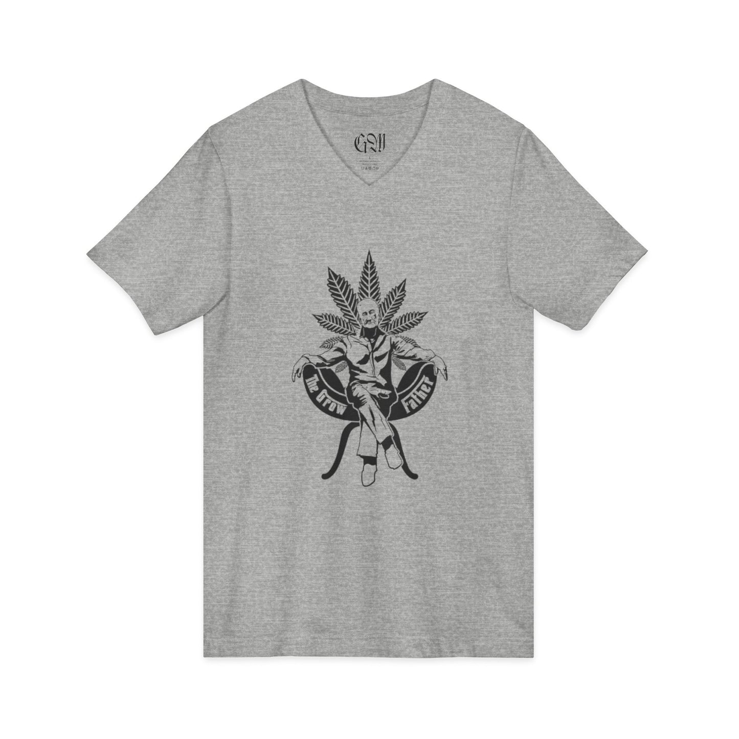 Cannabis Godfather V-Neck Tee — 'The Growfather' Graphic Shirt