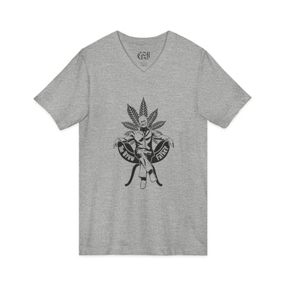 Cannabis Godfather V-Neck Tee — 'The Growfather' Graphic Shirt