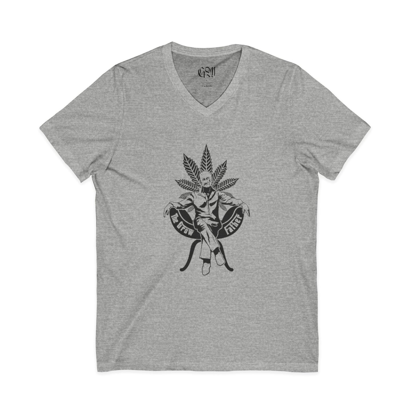 Cannabis Godfather V-Neck Tee — 'The Growfather' Graphic Shirt
