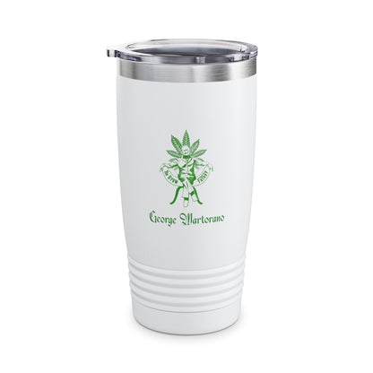20oz Ringneck Tumbler – Green Leaf Mascot Design, Personalized 'George Martorano'