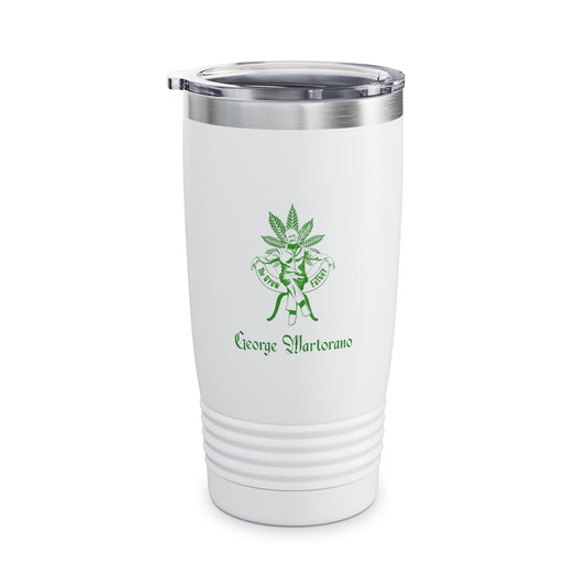 20oz Ringneck Tumbler – Green Leaf Mascot Design, Personalized 'George Martorano'