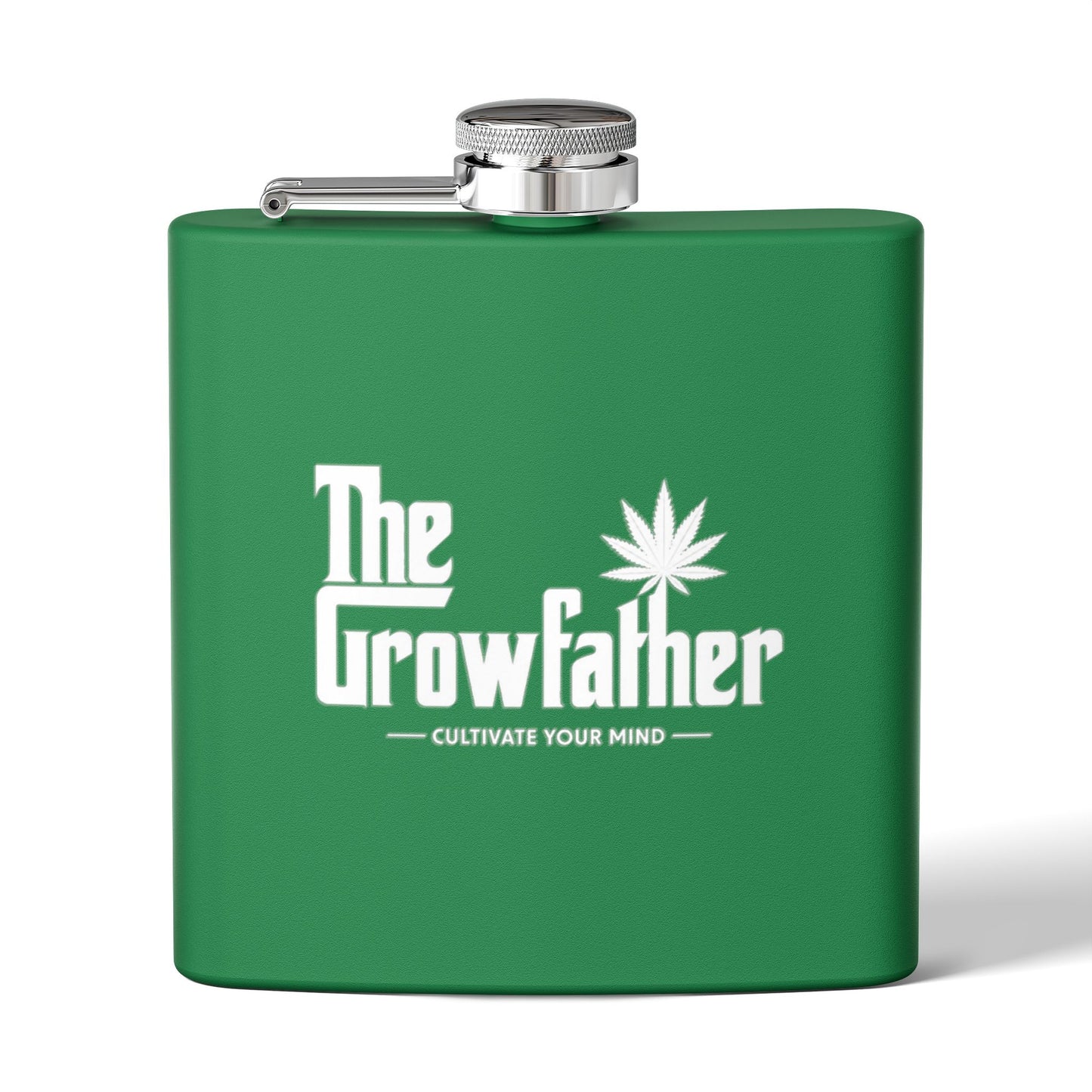Flask — “The Growfather” 6oz Stainless Steel Hip Flask (Cultivate Your Mind)